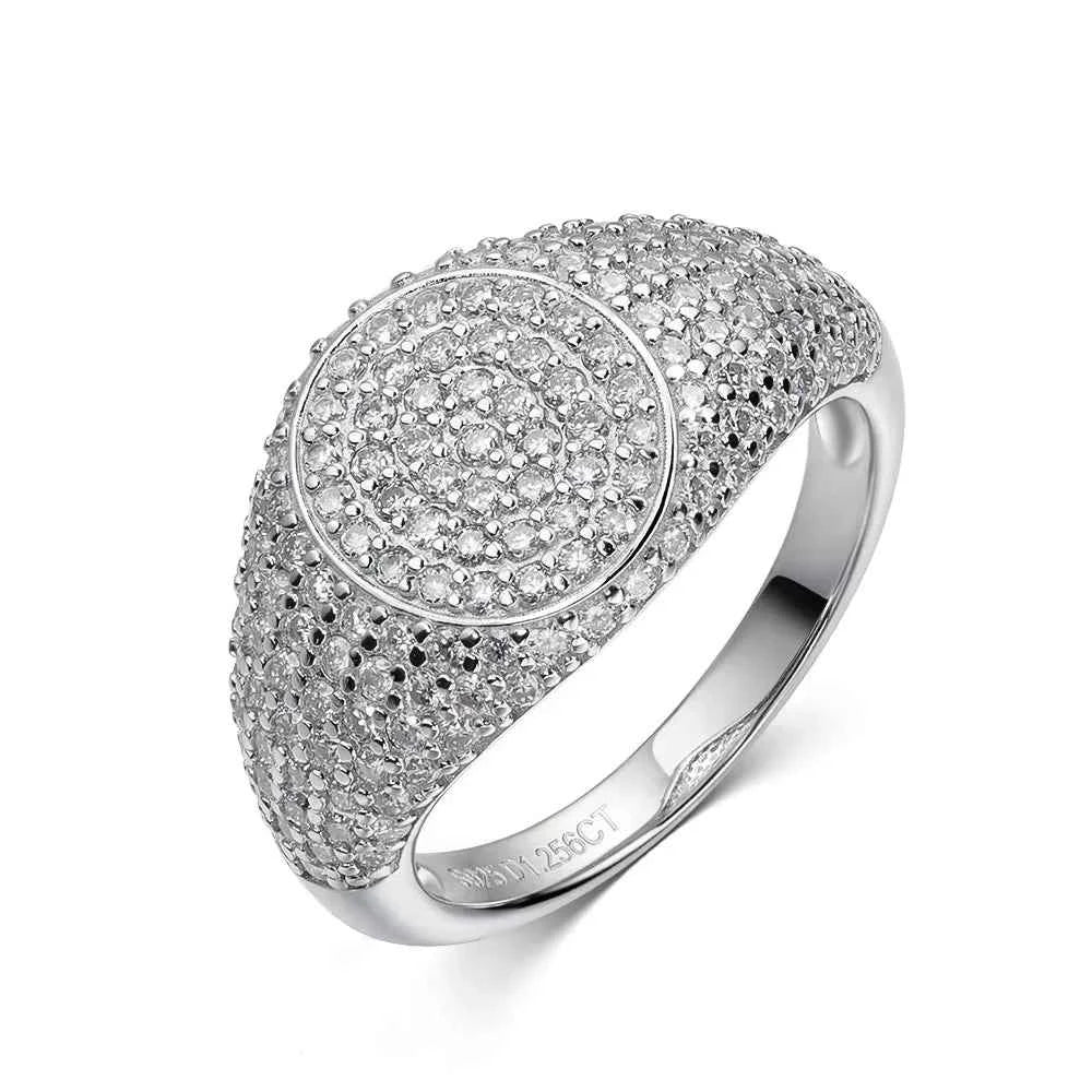 Anel de Moissanite Brilhante 1.2mm em Prata 925 com Banho de Ouro 18k e Moissanite Cor D VVS1 Certificada