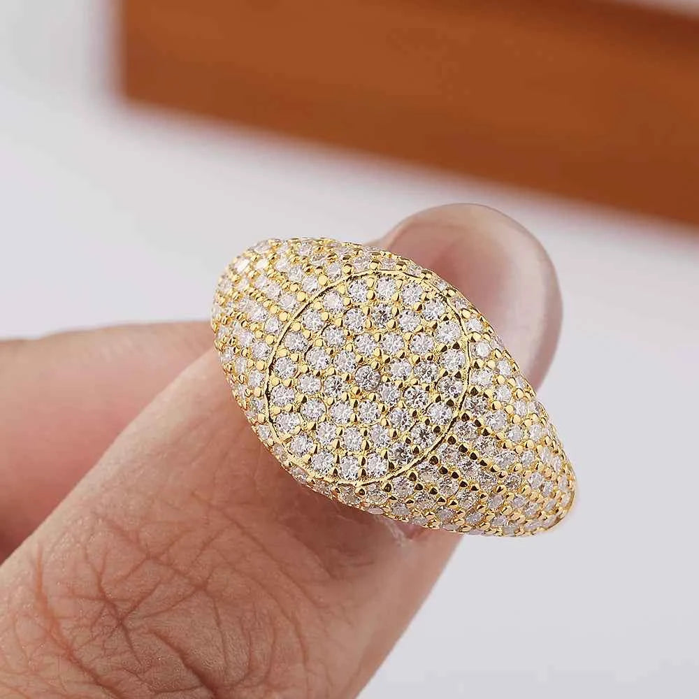 Anel de Moissanite Brilhante 1.2mm em Prata 925 com Banho de Ouro 18k e Moissanite Cor D VVS1 Certificada