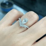 Anel de Moissanite Gota 1.5ct em Prata 925, Design Coroa, Moissanite Cor D VVS1 Certificada — Monlí - Monlí