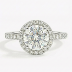 Anel de Moissanite Halo 0.5ct ou 1ct em Prata 925, Moissanite Cor D VVS1 Certificada — Monlí