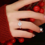 Anel de Moissanite Halo 0.5ct ou 1ct em Prata 925, Moissanite Cor D VVS1 Certificada — Monlí