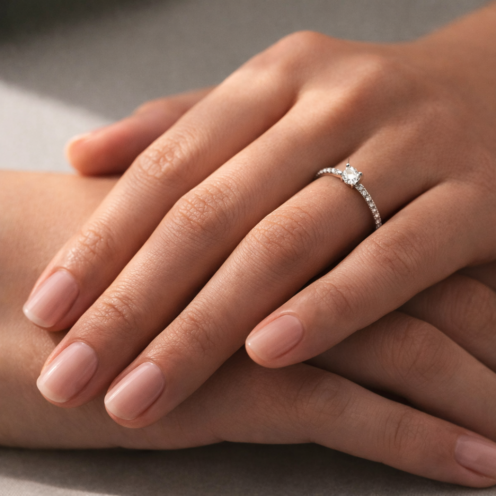 Anel de Moissanite Lapidação Brilhante 0.3 quilates em Prata 925 - Moissanite Cor D VVS1 Certificada