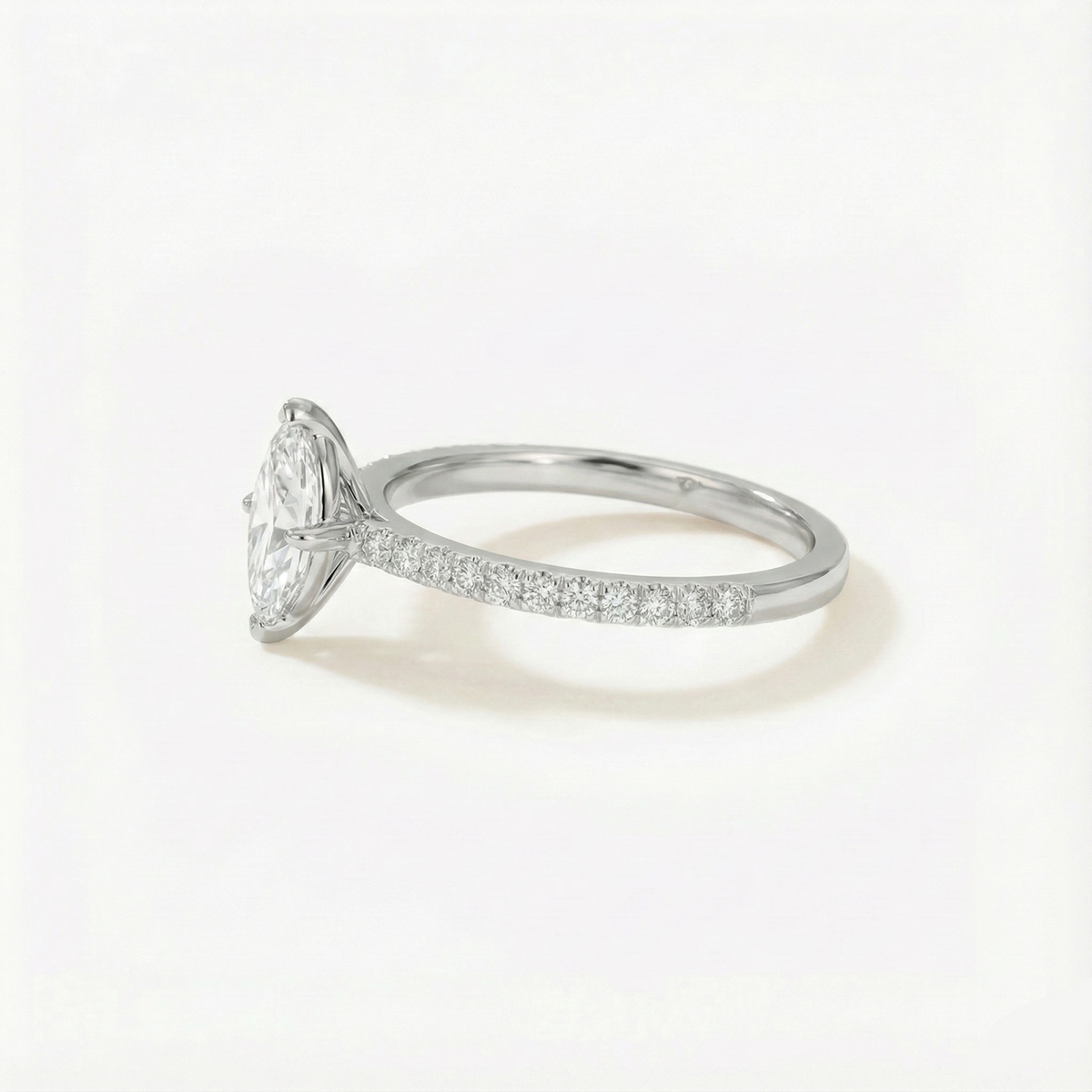 Anel Solitário de Moissanite Marquise 0,5ct-3ct em Prata 925 - Moissanite Cor D VVS1 Certificada
