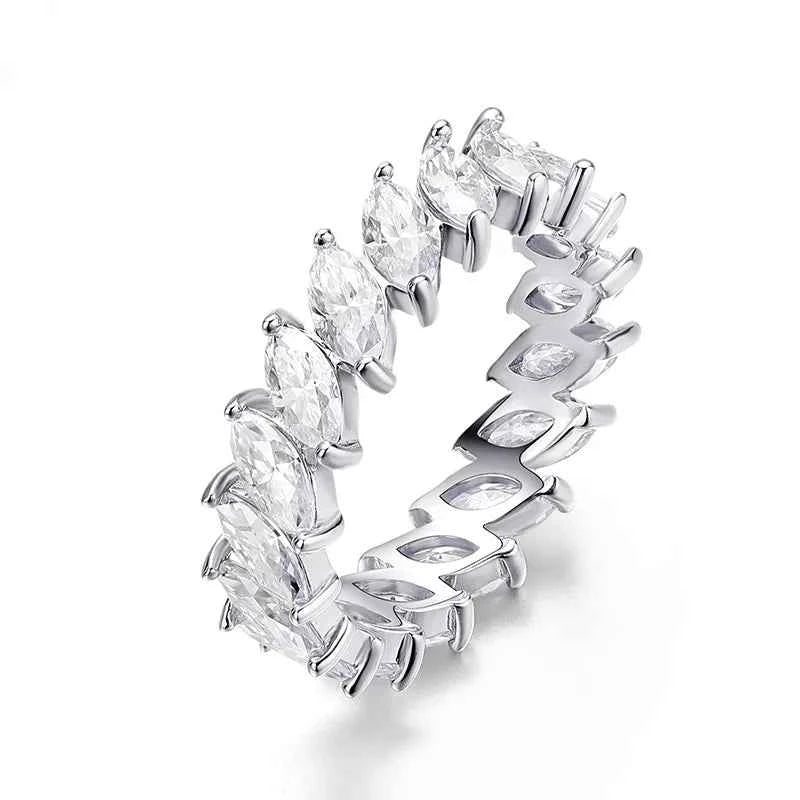 Anel de Moissanite Prata 925 Lapidação Marquise 3×6mm VVS1 Cor D Certificado