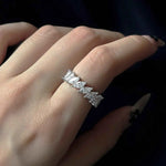 Anel de Moissanite Prata 925 Lapidação Marquise 3×6mm VVS1 Cor D Certificado