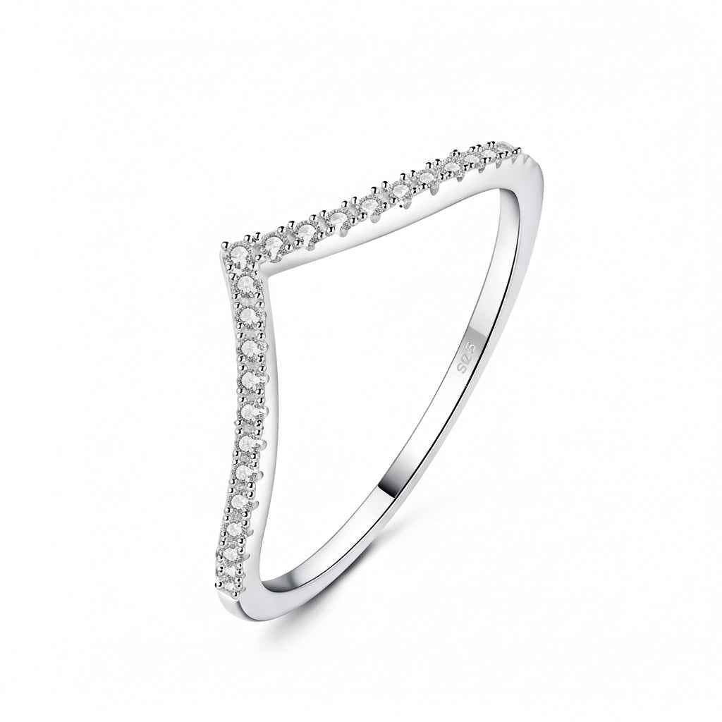 Anel Cravejado de Moissanite Brilhante 0,15ct em Prata 925 com Ródio e Moissanite Cor D VVS1 Certificada