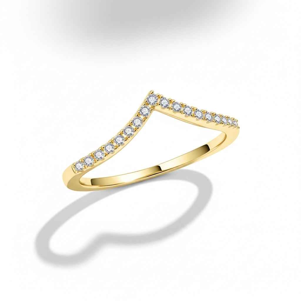 Anel Cravejado de Moissanite Brilhante 0,15ct em Prata 925 com Ródio e Moissanite Cor D VVS1 Certificada