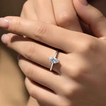 Anel Solitário Moissanite Marquise Navette 0,5ct em Prata 925 com Ródio e Moissanite Cor D VVS1 Certificada