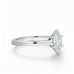 Anel Solitário de Moissanite Marquise Navette, 0,5ct (4×8mm), Prata 925 com Ródio, Moissanite Cor D VVS1 Certificada - Monlí