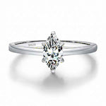 Anel Solitário Moissanite Marquise Navette 0,5ct em Prata 925 com Ródio e Moissanite Cor D VVS1 Certificada