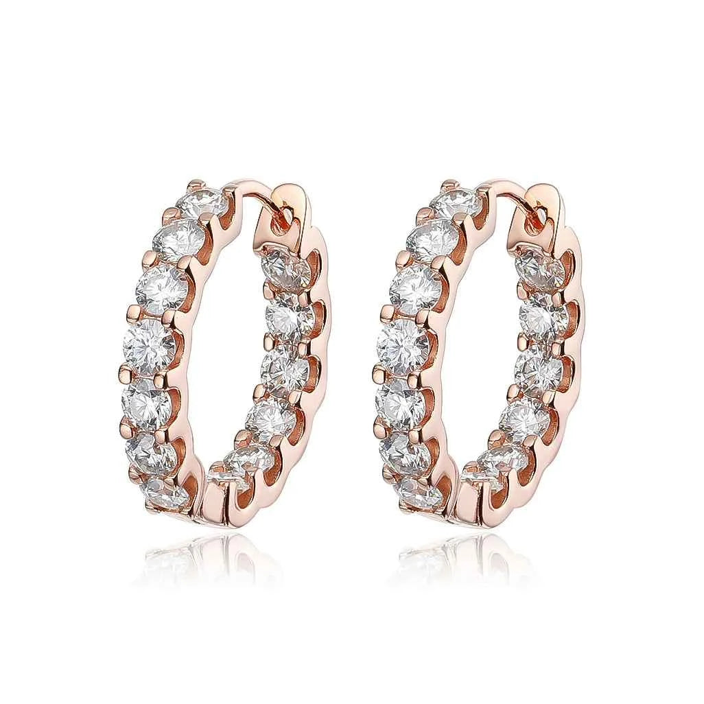 Argola de Moissanite Brilhante Total 2.6ct em Prata 925 Banhada a Ouro 18K, Moissanite Cor D VVS1 Certificada