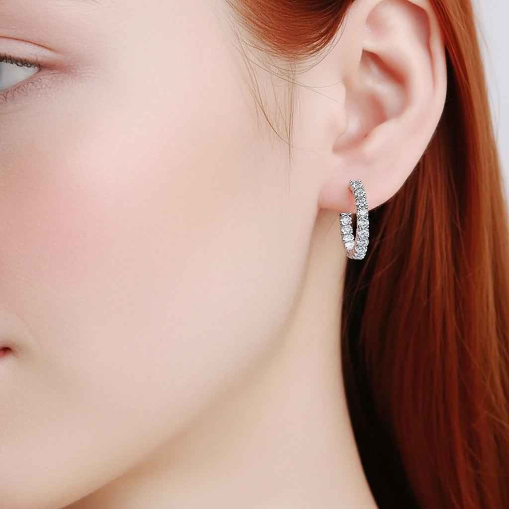 Argola de Moissanite Brilhante Total 2.6ct em Prata 925 Banhada a Ouro 18K, Moissanite Cor D VVS1 Certificada