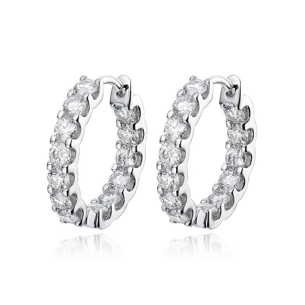 Argola de Moissanite Brilhante Total 2.6ct em Prata 925 Banhada a Ouro 18K, Moissanite Cor D VVS1 Certificada