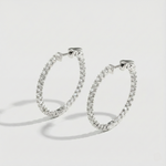 Argolas de Moissanite Brilhante 2mm em Prata 925 — Brinco Argola Feminino Certificado GRA Cor D VVS1, Design Clássico e Elegante — Monlí