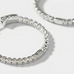 Argolas de Moissanite Brilhante 2mm em Prata 925 — Brinco Argola Feminino Certificado GRA Cor D VVS1, Design Clássico e Elegante — Monlí