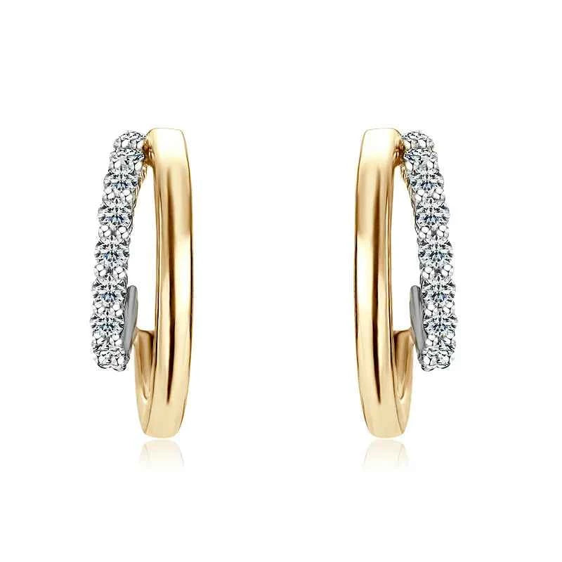 Brinco Argola Aberta de Moissanite Brilhante 1.5mm (0.18ct) em Prata 925 com Banho de Ouro 14k, Moissanite Cor D VVS1 Certificada — Monlí