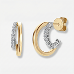 Brinco Argola Aberta de Moissanite Brilhante 1.5mm em Prata 925 com Banho de Ouro 14k, Moissanite Cor D VVS1 Certificada — Monlí