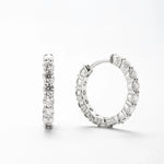 Brinco Argola Cravejada 2,8ct de Moissanite Brilhante Cravejado, Prata 925 com Ródio, Moissanite Cor D VVS1 Certificada - Monlí