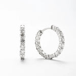 Brinco Argola Cravejada 2,8ct de Moissanite Brilhante Cravejado, Prata 925 com Ródio, Moissanite Cor D VVS1 Certificada - Monlí