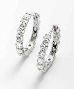 Brinco Argola Moissanite 2,8ct Cravejado em Prata 925 com Ródio e Certificação VVS1 Cor D