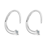 Brinco Argola Torcida com Moissanite Brilhante 2,5mm em Prata 925, Moissanite Cor D VVS1 Certificada — Monlí