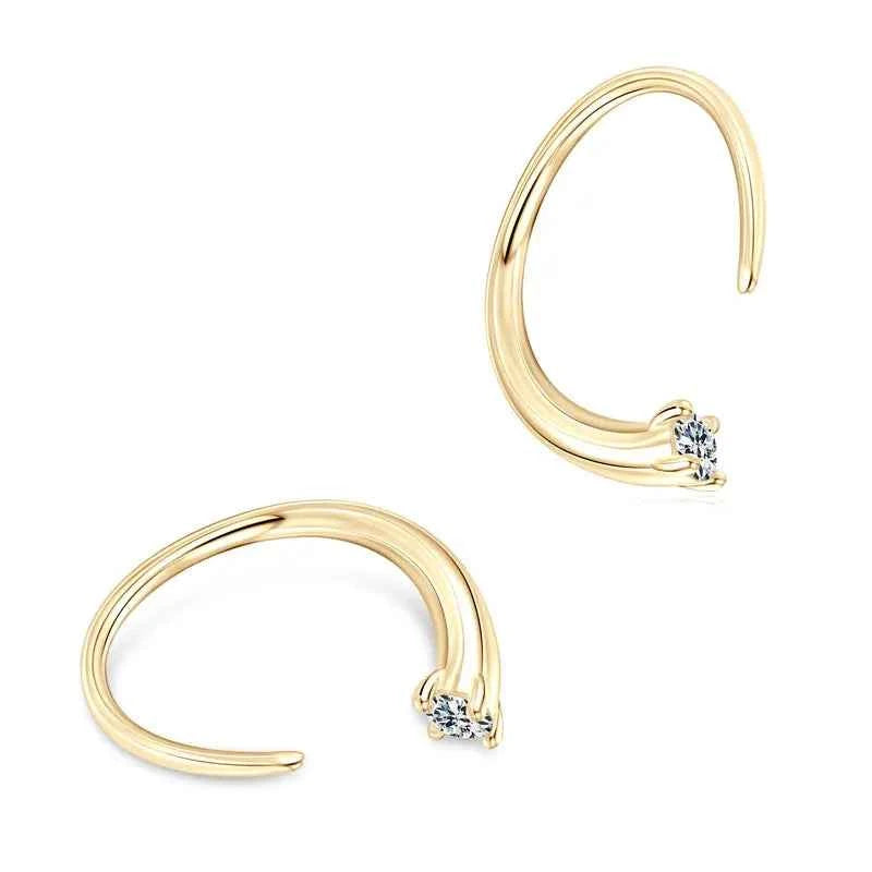 Brinco Argola Torcida com Moissanite Brilhante 2,5mm em Prata 925, Moissanite Cor D VVS1 Certificada — Monlí