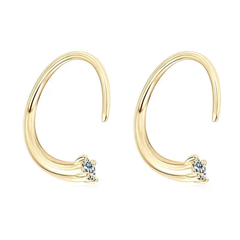 Brinco Argola Torcida com Moissanite Brilhante 2,5mm em Prata 925, Moissanite Cor D VVS1 Certificada — Monlí