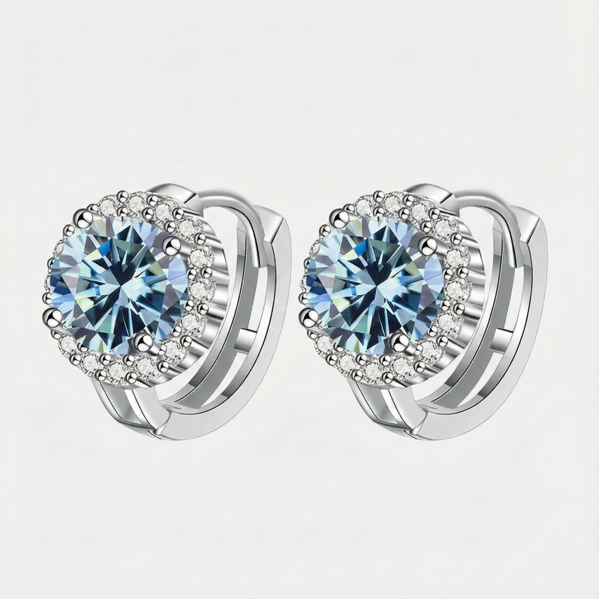 Brinco Argola de Luz com Moissanite Colorida 0,5ct em Prata 925, Moissanite Cor D VVS1 Certificada — Monlí