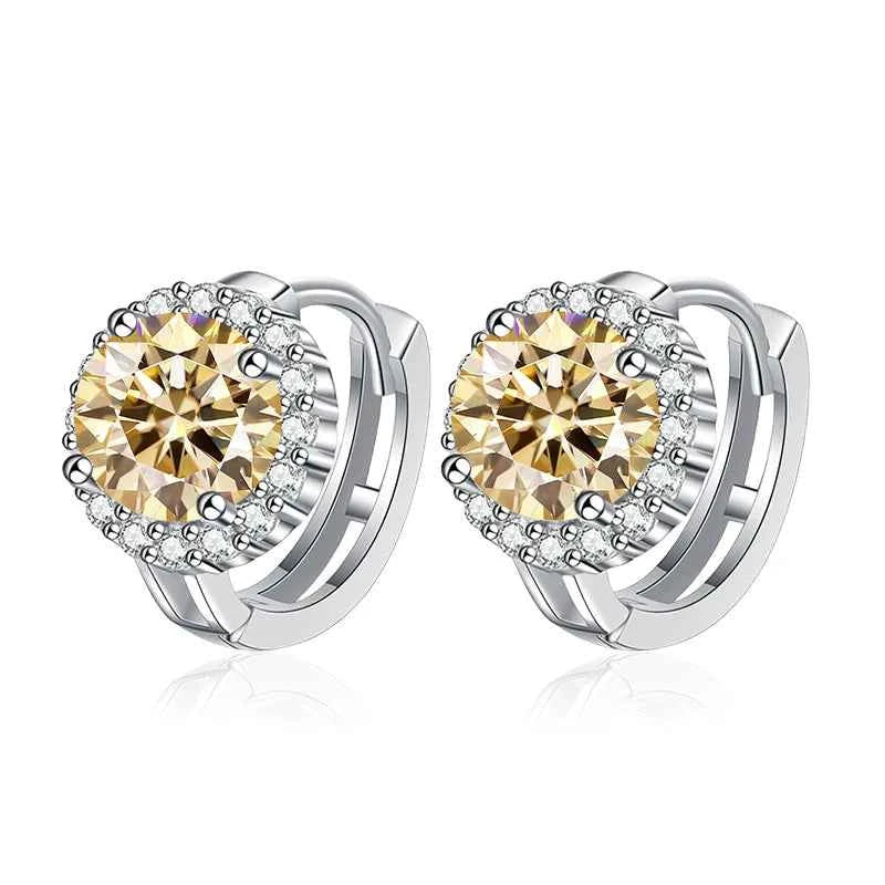 Brinco Argola de Luz com Moissanite Colorida 0,5ct em Prata 925, Moissanite Cor D VVS1 Certificada — Monlí