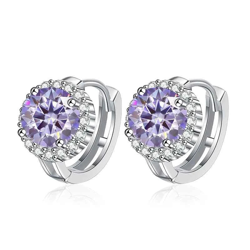 Brinco Argola de Luz com Moissanite Colorida 0,5ct em Prata 925, Moissanite Cor D VVS1 Certificada — Monlí