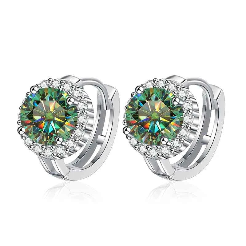 Brinco Argola de Luz com Moissanite Colorida 0,5ct em Prata 925, Moissanite Cor D VVS1 Certificada — Monlí