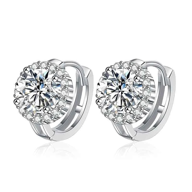 Brinco Argola de Luz com Moissanite Colorida 0,5ct em Prata 925, Moissanite Cor D VVS1 Certificada — Monlí