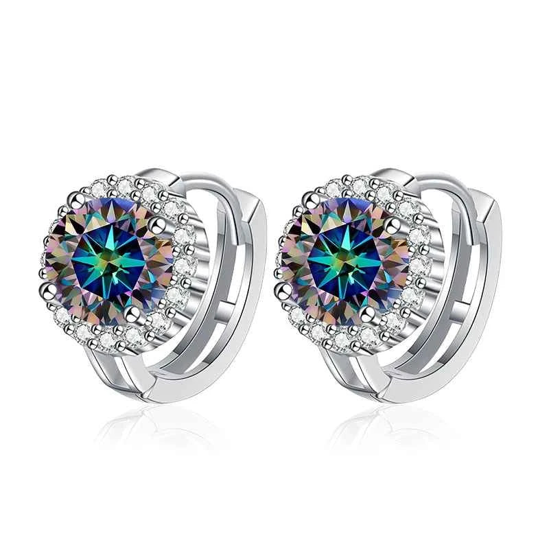 Brinco Argola de Luz com Moissanite Colorida 0,5ct em Prata 925, Moissanite Cor D VVS1 Certificada — Monlí