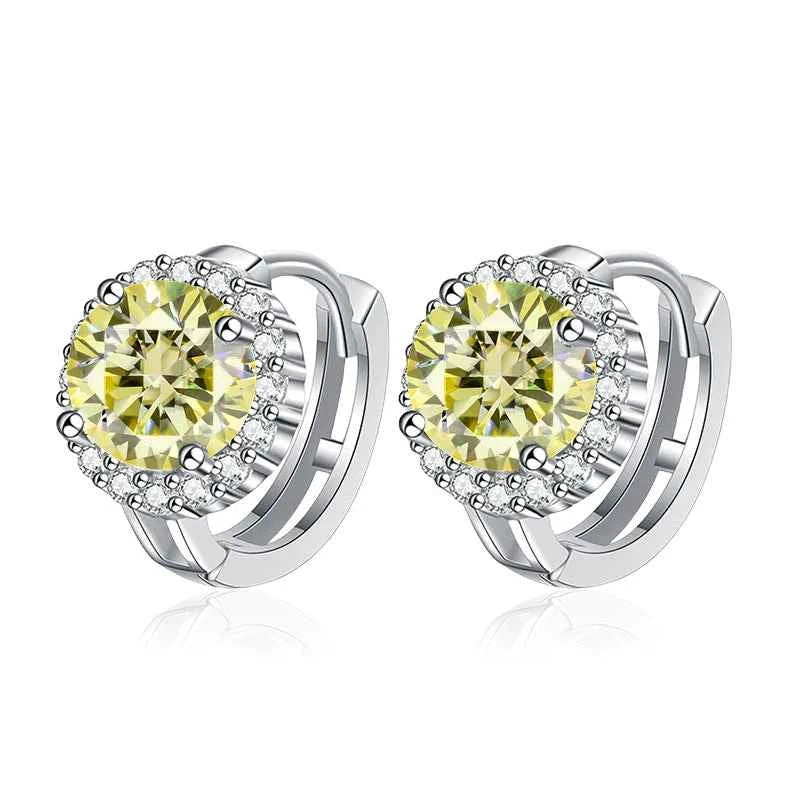 Brinco Argola de Luz com Moissanite Colorida 0,5ct em Prata 925, Moissanite Cor D VVS1 Certificada — Monlí