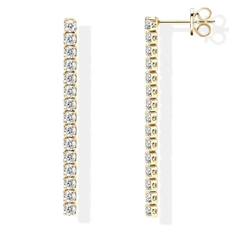 Brinco Cravejado Tennis Tassel Moissanite 2,5mm em Prata 925 — Elegância e Movimento com Certificação GRA — Monlí