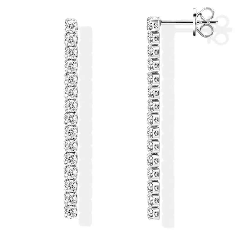 Brinco Cravejado Tennis Tassel Moissanite 2,5mm em Prata 925 — Elegância e Movimento com Certificação GRA — Monlí