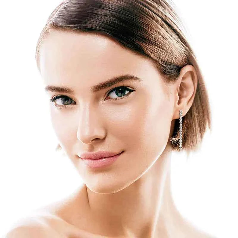 Brinco Cravejado Tennis Tassel Moissanite 2,5mm em Prata 925 — Elegância e Movimento com Certificação GRA — Monlí