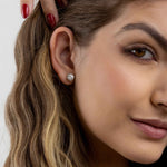 Brinco Moissanite 1ct Prata 925 com Ródio, Ponto de Luz Brilhante VVS1 Certificado