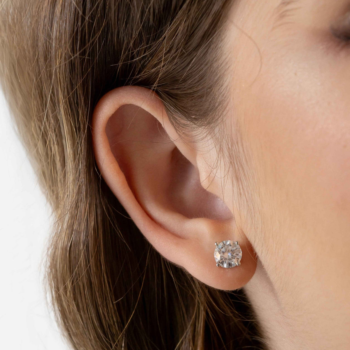 Brinco Moissanite 1ct Prata 925 com Ródio, Ponto de Luz Brilhante VVS1 Certificado