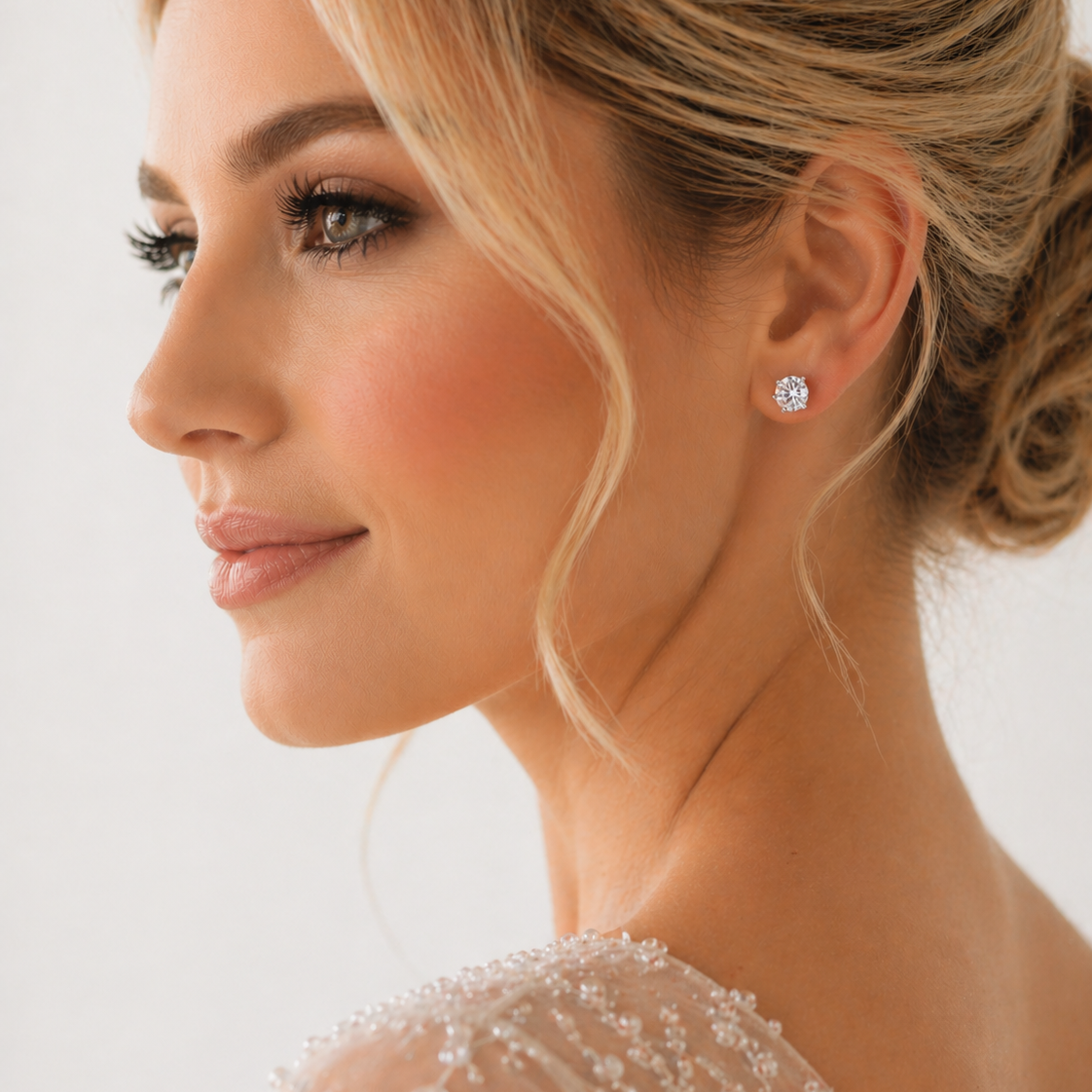 Brinco Moissanite 1ct Prata 925 com Ródio, Ponto de Luz Brilhante VVS1 Certificado