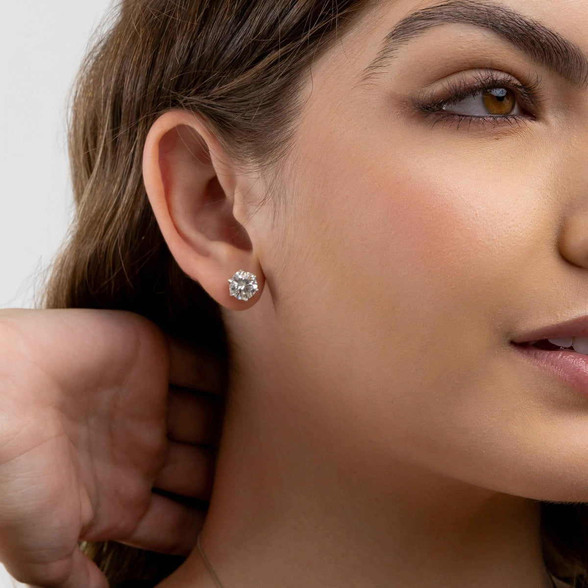 Brinco Moissanite 2ct Prata 925 Ponto de Luz com Ródio - 6 Garras, Cor D VVS1 Certificada