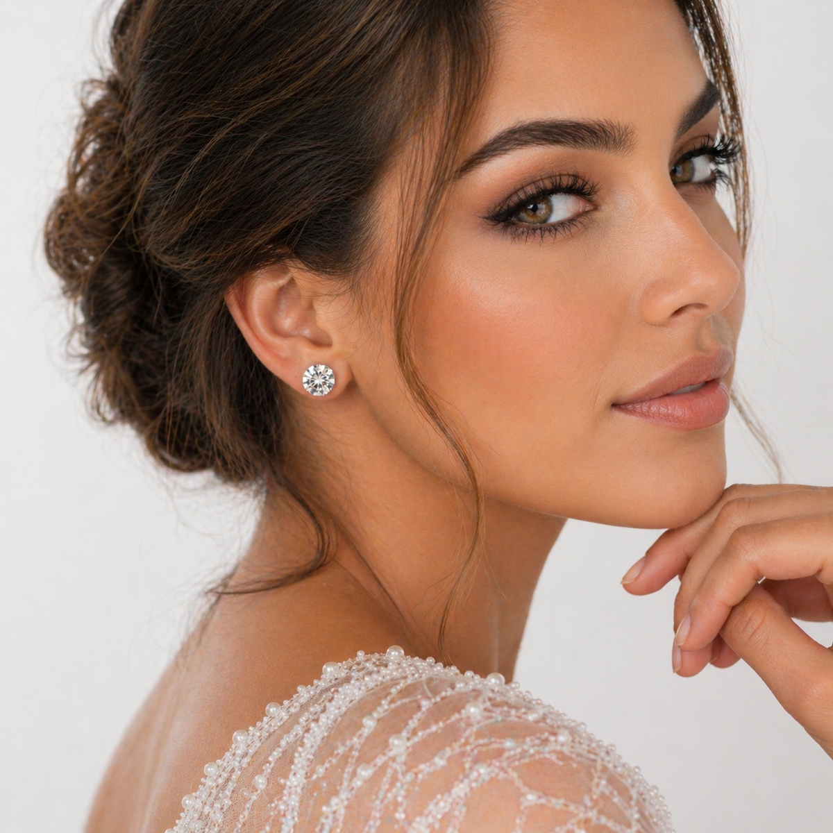 Brinco Moissanite 2ct Prata 925 Ponto de Luz com Ródio - 6 Garras, Cor D VVS1 Certificada