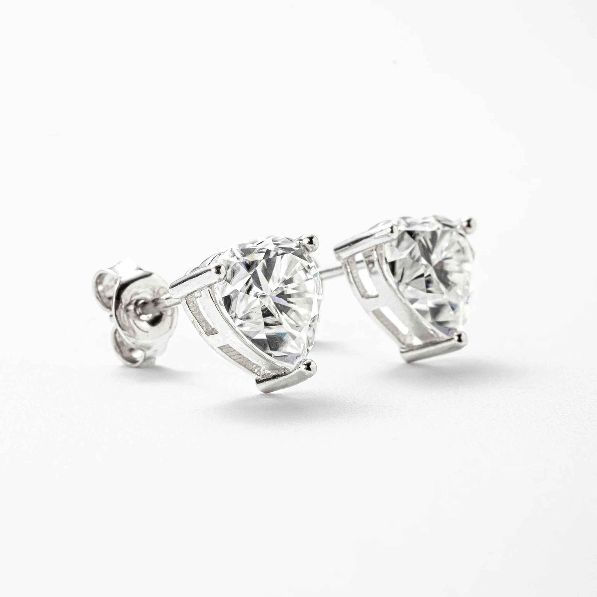 Brinco Moissanite Coração 4ct Prata 925 com Ródio, Moissanite Cor D VVS1 Certificada