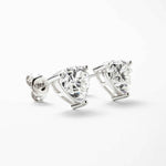 Brinco Moissanite Coração 4ct Prata 925 com Ródio, Moissanite Cor D VVS1 Certificada