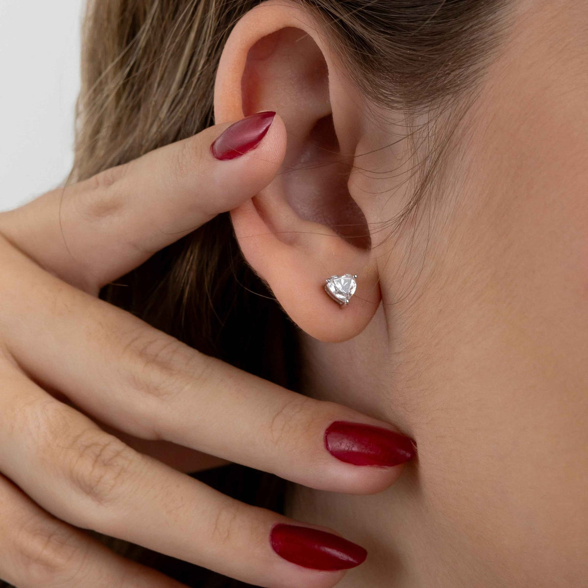 Brinco Moissanite Coração Prata 925 com Ródio 1ct Certificado Cor D VVS1