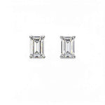Brinco Moissanite Corte Esmeralda 925 com Banho de Ouro Branco 18k - 0,5ct, 1ct e 2ct, VVS1 Certificado