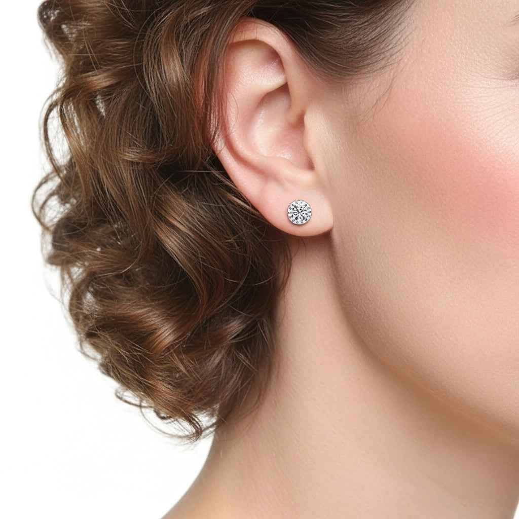 Brinco Moissanite Prata 925 Cravejado Brilhante, 0,3ct Cada (0,6ct o Par), Prata 925 com Ródio, Moissanite Cor D VVS1 Certificada