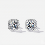 Brinco Moissanite Prata 925 Cushion de 0,5ct ou 1ct com Banho de Ouro Branco 18k - Moissanite Cor D VVS1 Certificada