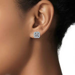 Brinco Moissanite Prata 925 Cushion de 0,5ct ou 1ct com Banho de Ouro Branco 18k - Moissanite Cor D VVS1 Certificada