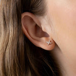 Brinco Moissanite Prata 925 - Flor 0,4ct Lapidação Navette, com Ródio, Cor D VVS1 Certificada